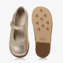 Tartine et Chocolat Girls Gold Leather Mary Jane Pumps