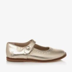 Tartine et Chocolat Girls Gold Leather Mary Jane Pumps
