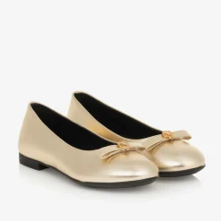 Versace Girls Gold Leather Medusa Pumps Sale