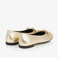 Versace Girls Gold Leather Medusa Pumps Sale