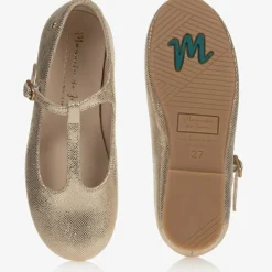 Manuela de Juan Girls Gold Leather Pumps Online