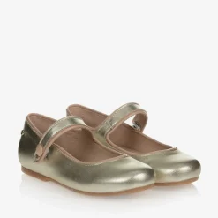 Manuela de Juan Girls Gold Leather Pumps Best