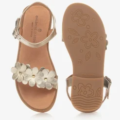 Childrens Classics Girls Gold Leather Sandals Discount