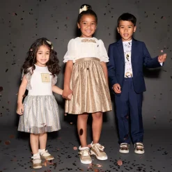 Marie-Chantal Girls Gold Leather Shoes Online