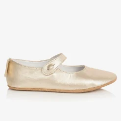 Marie-Chantal Girls Gold Leather Shoes Online