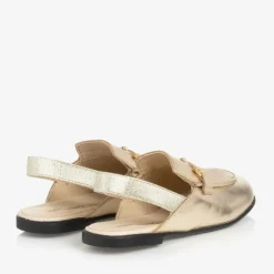 Naturino Girls Gold Leather Slingback Loafers Outlet