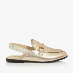 Naturino Girls Gold Leather Slingback Loafers Outlet