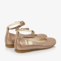 Bonpoint Girls Gold Patent Leather Ballerina Shoes Clearance