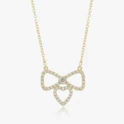 Angels Face Girls Gold Plated Bow Necklace (44cm) New