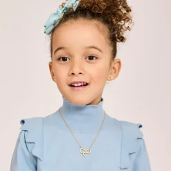 Angels Face Girls Gold Plated Bow Necklace (44cm) New
