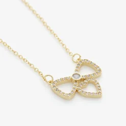 Angels Face Girls Gold Plated Bow Necklace (44cm) New