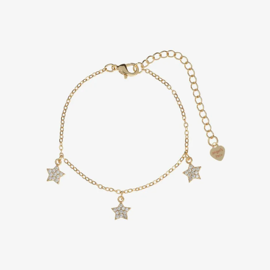 Angels Face Girls Plated Star Bracelet (19cm) Gold Clearance