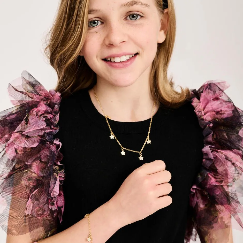 Angels Face Girls Plated Star Bracelet (19cm) Gold Clearance