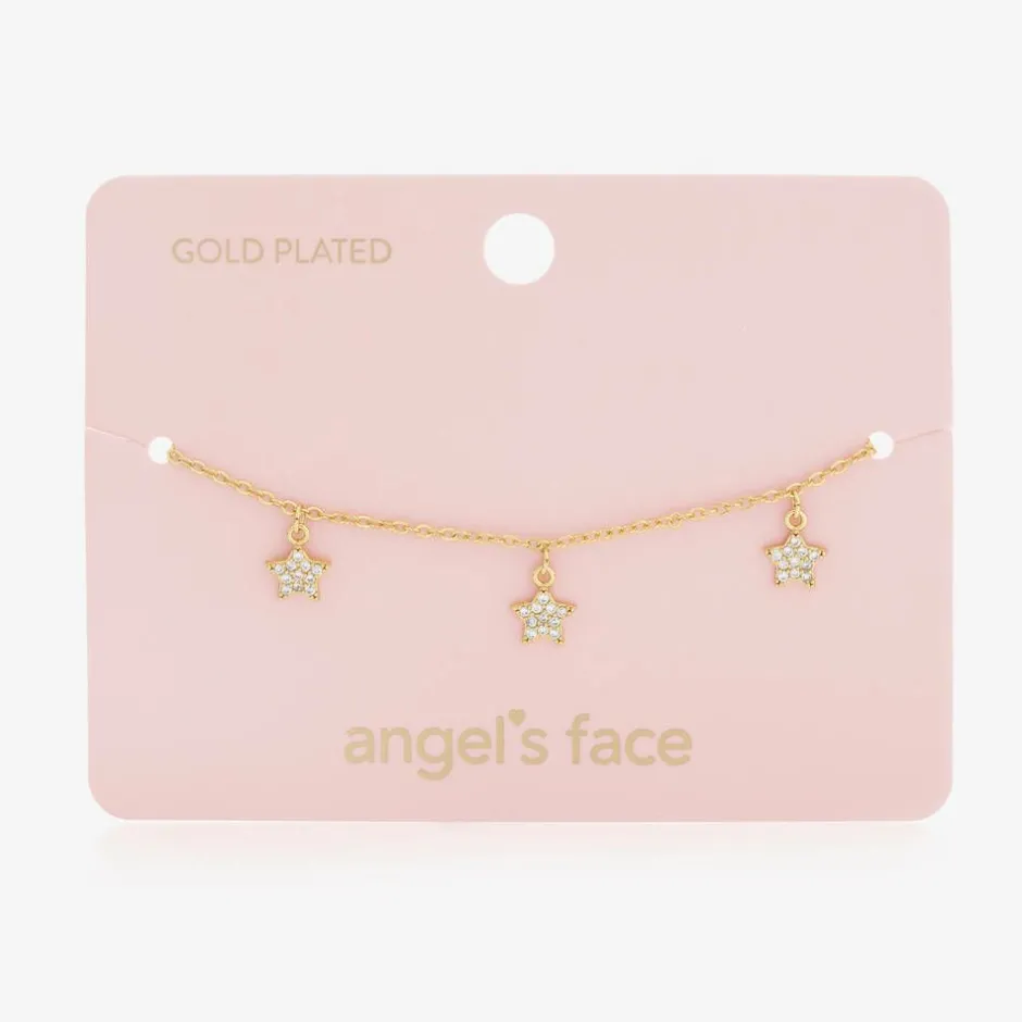 Angels Face Girls Plated Star Bracelet (19cm) Gold Clearance