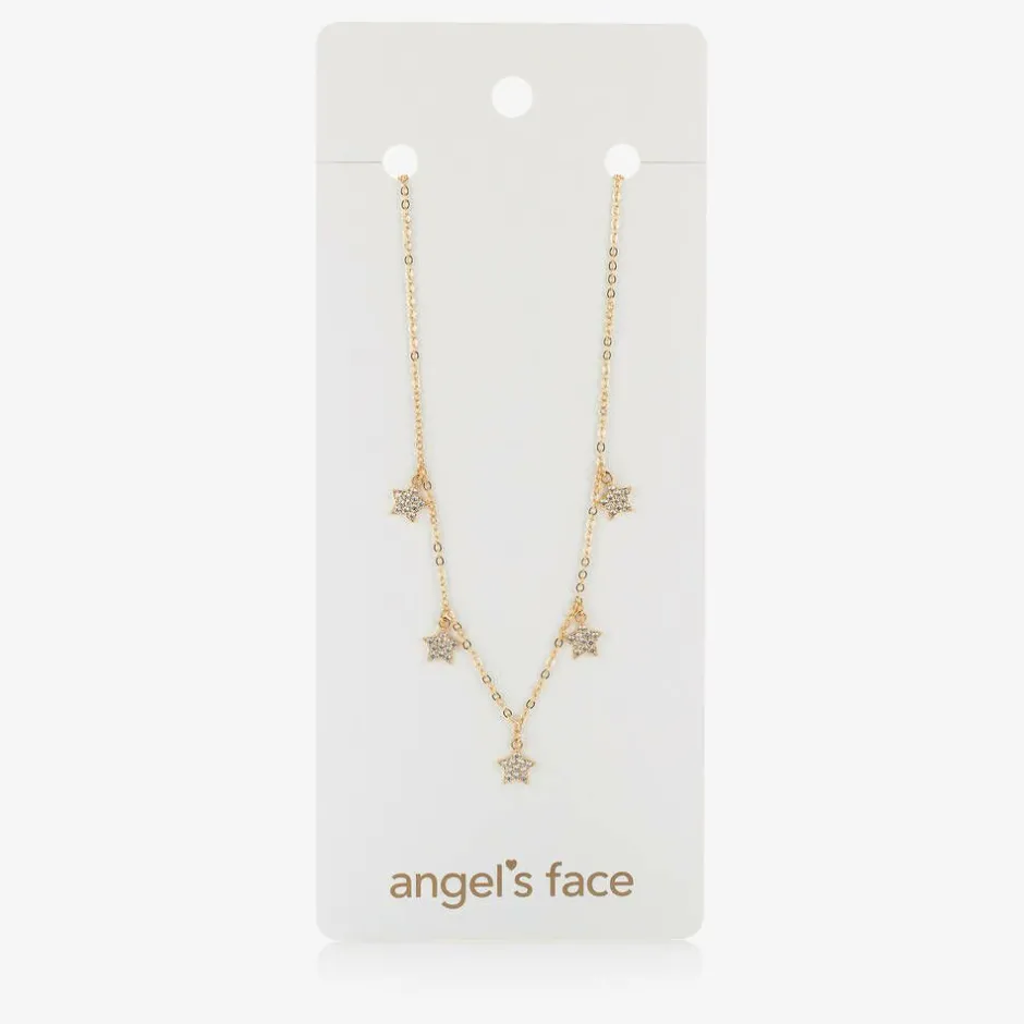 Angels Face Girls Gold Plated Star Necklace (42cm) New