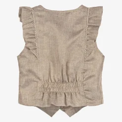 Le Chic Girls Gold Ruffle Waistcoat New