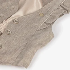Le Chic Girls Gold Ruffle Waistcoat New