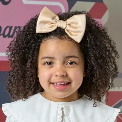 A Dee Girls Gold Satin Bow Hair Clip (13cm)