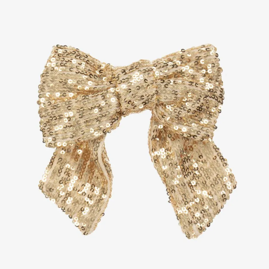 Patachou Girls Gold Sequin Tulle Bow Hair Clip (14cm) Hot