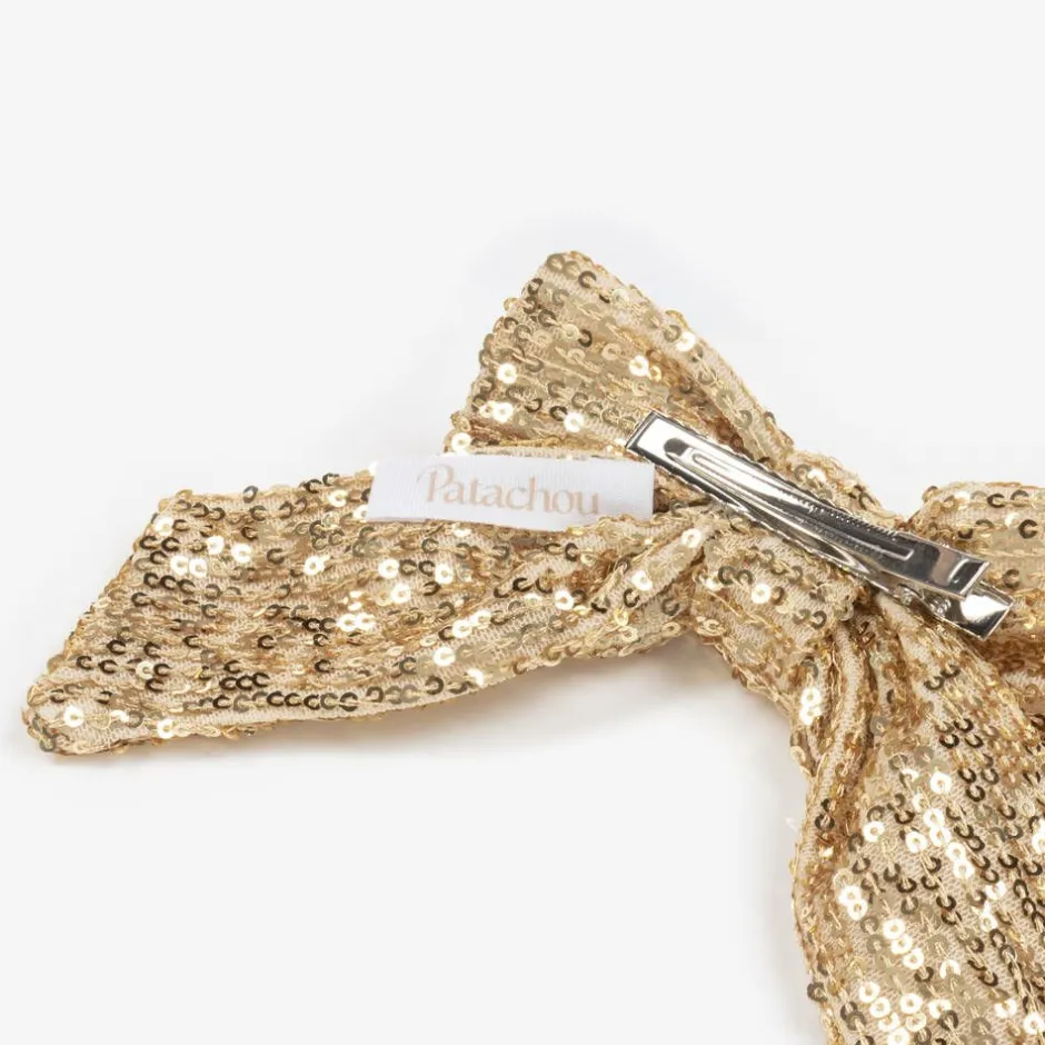Patachou Girls Gold Sequin Tulle Bow Hair Clip (14cm) Hot