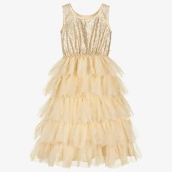 Souza Girls Gold Sleeveless Sequin Dress
