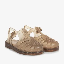 Mini Melissa Girls Gold Star Glitter Jelly Sandals Sale