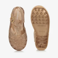 Mini Melissa Girls Gold Star Glitter Jelly Sandals Hot