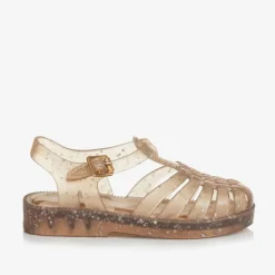 Mini Melissa Girls Gold Star Glitter Jelly Sandals Hot