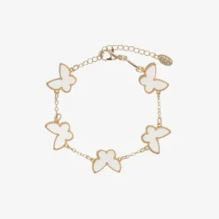 David Charles Girls Gold Tone Ivory Butterfly Bracelet Outlet