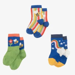 Frugi Girls Green & Blue Cotton Socks (3 Pack) Best
