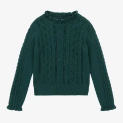 Abel amp; Lula Girls Green Cable Knit Sweater Outlet
