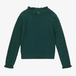 Abel amp; Lula Girls Green Cable Knit Sweater Outlet