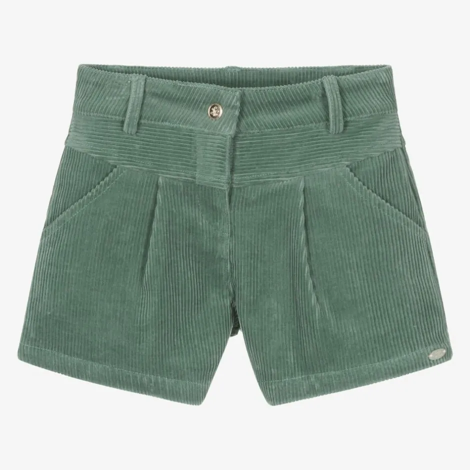 Tartine et Chocolat Girls Green Corduroy Shorts Outlet