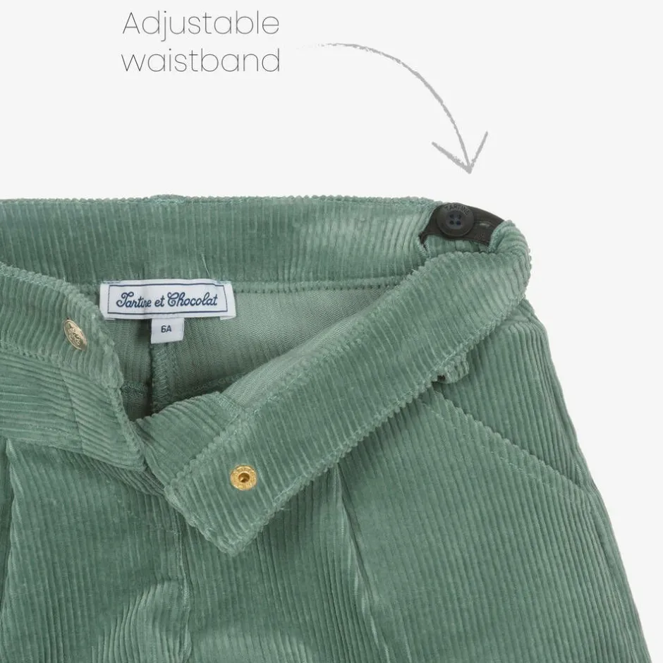Tartine et Chocolat Girls Green Corduroy Shorts Outlet