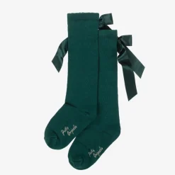 Pretty Originals Girls Green Cotton Bow Socks Discount