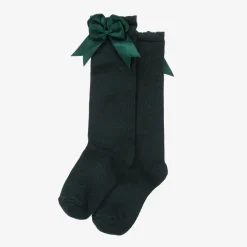 Carlomagno Girls Green Cotton Knee Length Socks New