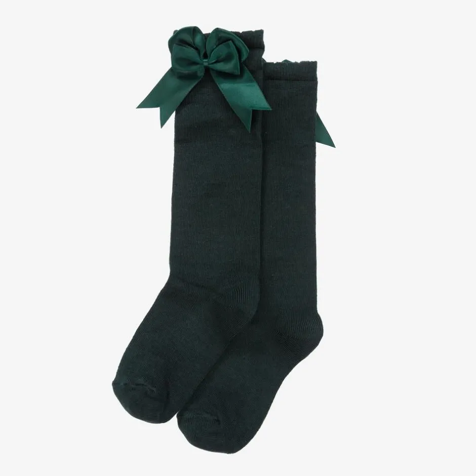 Carlomagno Girls Green Cotton Knee Length Socks New