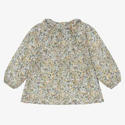 Il Gufo Girls Green Cotton Liberty Floral Blouse Discount