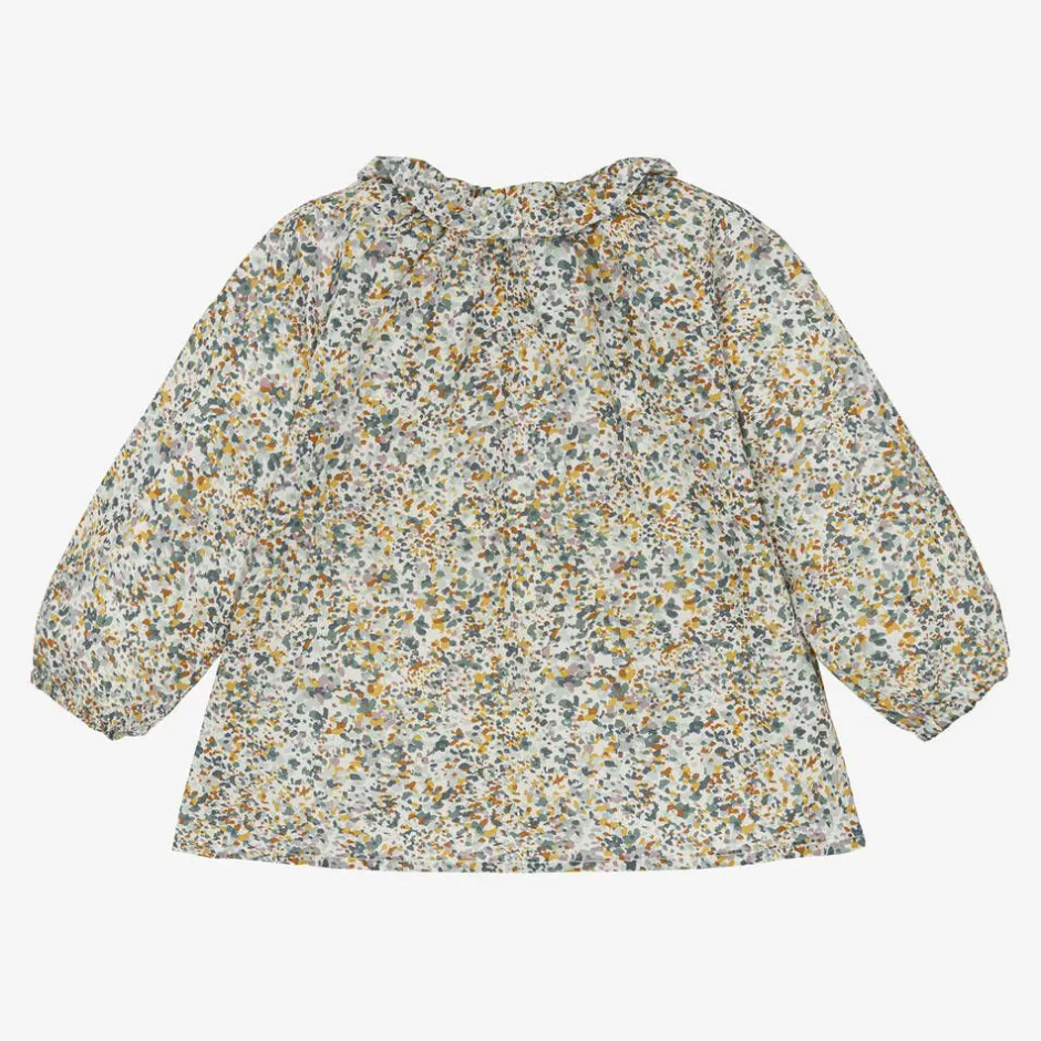 Il Gufo Girls Green Cotton Liberty Floral Blouse Discount