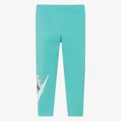 Nike Girls Green Cotton Swoosh Leggings New