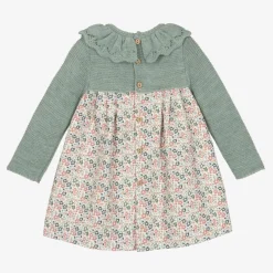 Mebi Girls Green Floral Cotton Dress Best