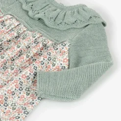 Mebi Girls Green Floral Cotton Dress Best