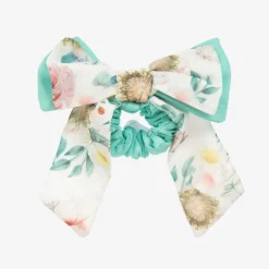 Patachou Girls Green Floral Hair Bow Elastic Clearance