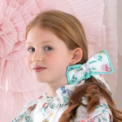 Patachou Girls Green Floral Hair Bow Elastic Clearance