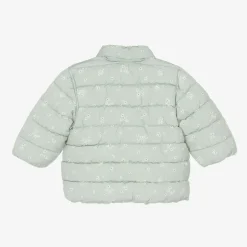 Petit Bateau Girls Green Floral Hooded Puffer Coat Sale