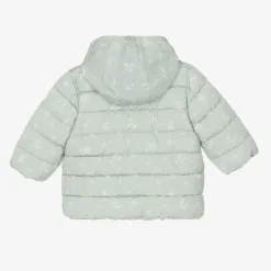 Petit Bateau Girls Green Floral Hooded Puffer Coat Sale
