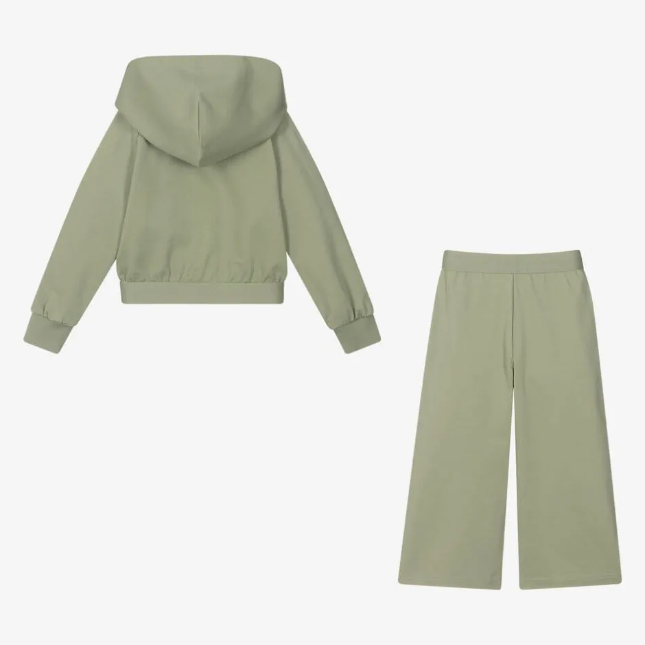Calvin Klein Girls Green Hooded Zip-Up Tracksuit New