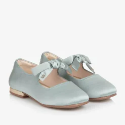 Mayoral Girls Green Satin Bow Shoes New