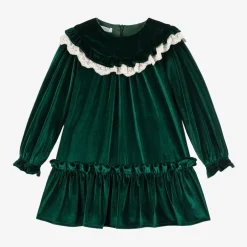 Foque Girls Green Velour Dress Sale