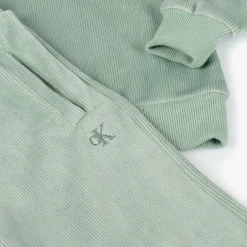Calvin Klein Girls Green Velour Trouser Set Discount